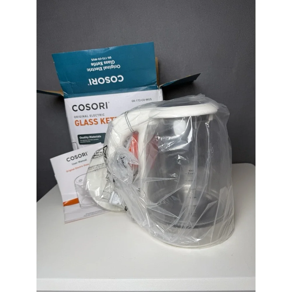 Cosori Original Electric Glass Kettle with White Handle and Lid